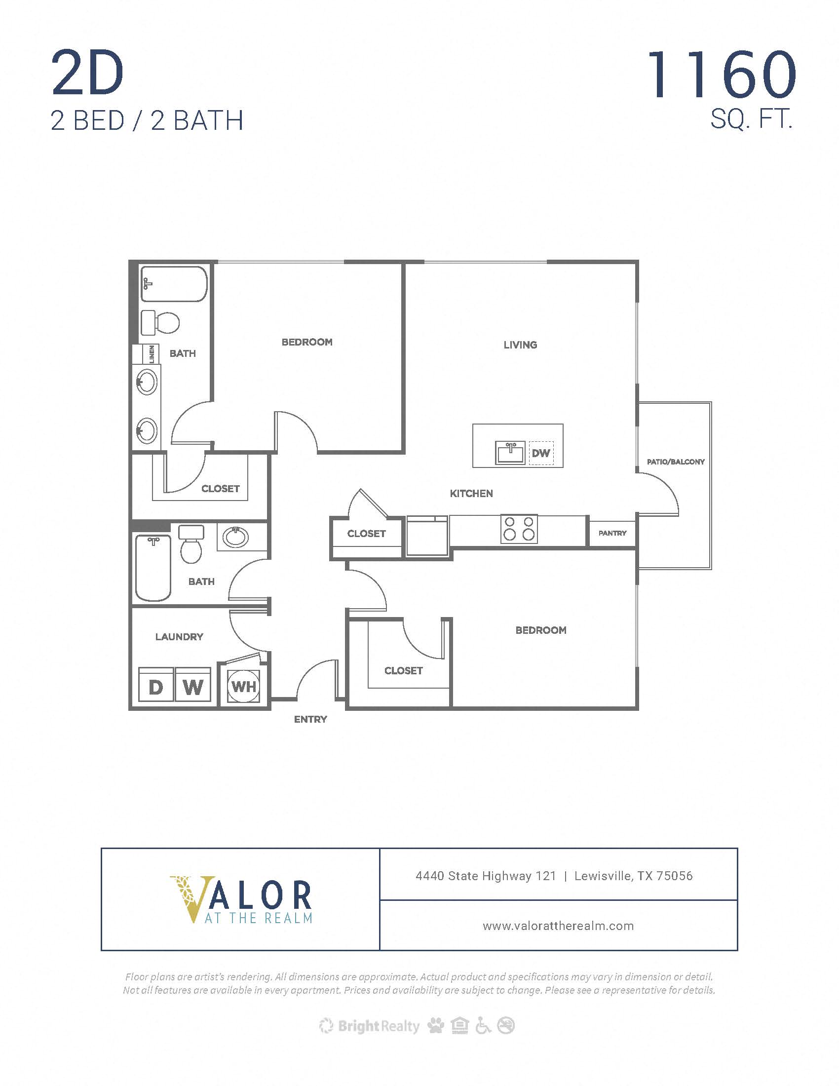 Valor at the Realm 2x2 D Floor Plan